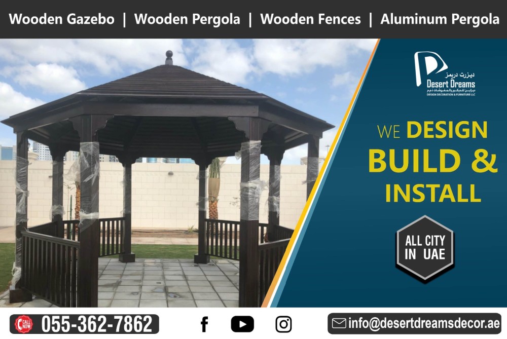 Teak Wood Luxury Gazebo in Dubai | Solid Wood Gazebo Uae.