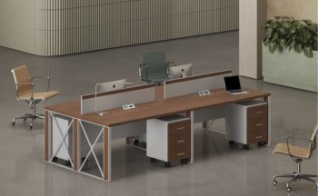 Cube 4 Cluster Workstation White Leg- Highmoon Furniture Dubai