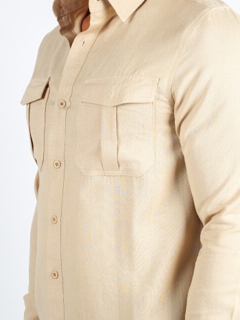 Mens-Slim-Fit-Double-Pocket-Cotton-Linen-Shirt-Soft-and-Beige-2