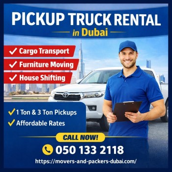 Pickup Rental Services in Dubai | 1 Ton & 3 Ton Pickup for Moving