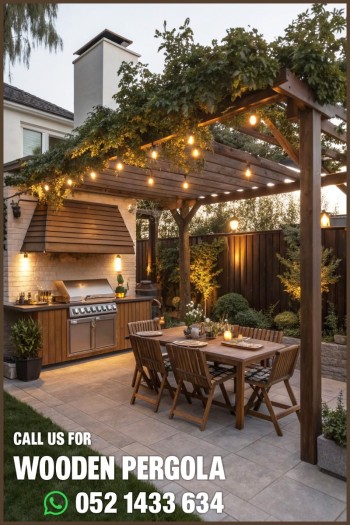 Wooden Pergola in Al Ain | Modern Design Pergola | Garden Sun Shades Uae.