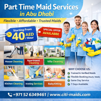 Part Time Cleaning Services Abu Dhabi | Affordable Hourly Maids
