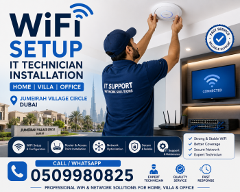 Jumerah village circle  Dubai office internet technician installation