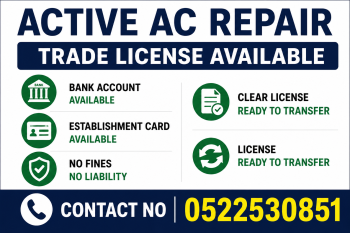 ACTIVE AC REPAIR TRADE LICENSE AVAILABLE FOR SALE - DUBAI 