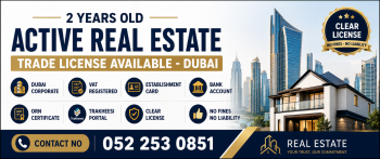 2 YEARS OLD ACTIVE REAL ESTATE TRADE LICENSE AVAILABLE FOR SALE - DUBAI 