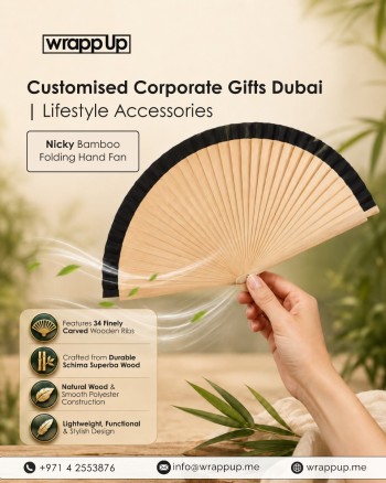 Nicky Bamboo Folding Hand Fan | Wrapp Up Corporate Gifts