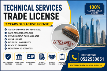 2 YEARS OLD ACTIVE TECHNICAL SERVICES TRADE LICENSE AVAILABLE FOR SALE - DUBAI 