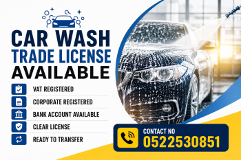 OLD ACTIVE CAR WASH TRADE LICENSE AVAILABLE FOR SALE - DUBAI 