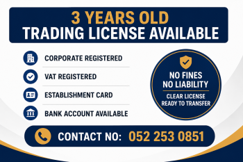 3 YEARS OLD TRADING TRADE LICENSE AVAILABLE FOR SALE - DUBAI 