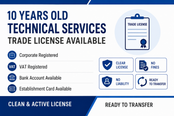 10 YEARS OLD ACTIVE TECHNICAL SERVICES TRADE LICENSE AVAILABLE FOR SALE - DUBAI 