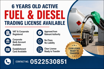 6 YEARS OLD ACTIVE FUEL AND DIESEL TRADING LICENSE AVAILABLE FOR SALE - DUBAI 