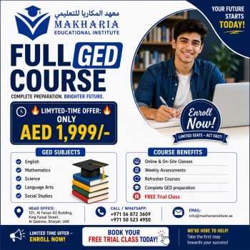 Complete GED Exam Preparation in Sharjah – Call 0568723609