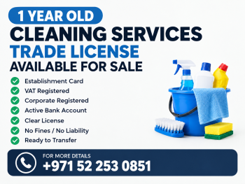 1 years old cleaning services trade license available for sale - dubai 