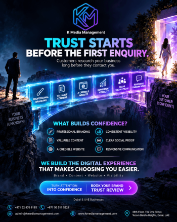 Illuminated Bridge of Digital Trust PNG Brand Identity & Corporate Trust Building Dubai | K Media