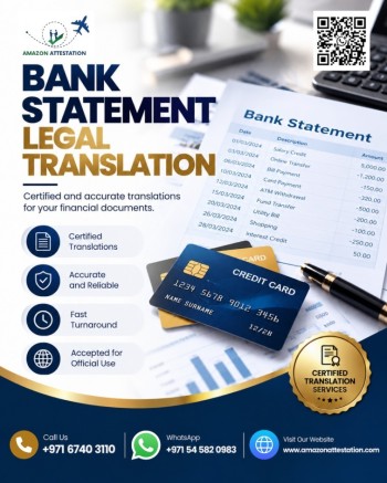 Ajman 12,10,26 Bank Statement Legal Translation Services in Ajman